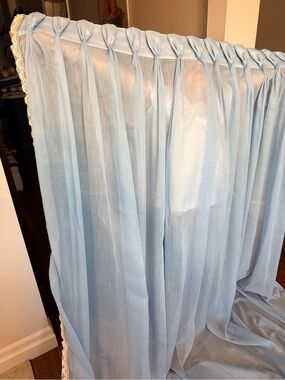 Light Blue Sheer Panel Curtains - Soft Draped Window Panels set of 2 with ties